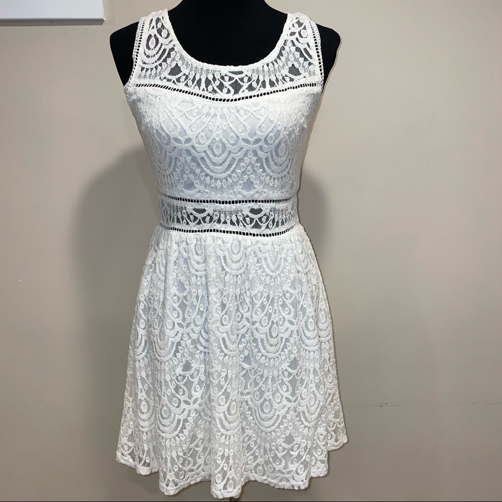 White lace mini dress
